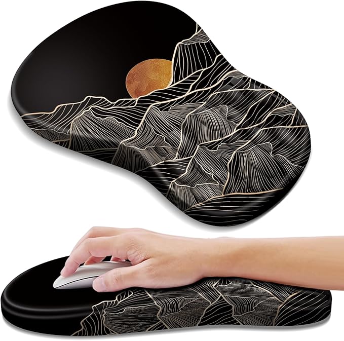 YIWEI Ergonomic Mouse Pad with Wrist Rest - Comfortable Office Mousepad with Memory Foam Wrist Support for Carpal Tunnel Relief, Mouse Pads with Non-Slip Base for Gaming and Home (Sunset)