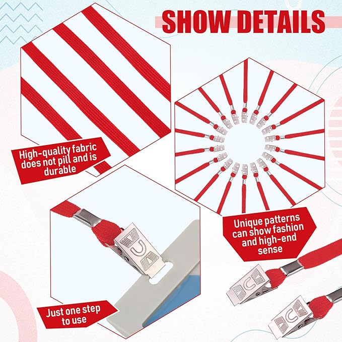 Patelai 200 Pack Double Clip Lanyards Bulk Face Mask Lanyard Twist Free 2 Hook Design Adjustable Badge Neck Strap for ID Name Badge Holder School Conference Office Class Essential (Red)