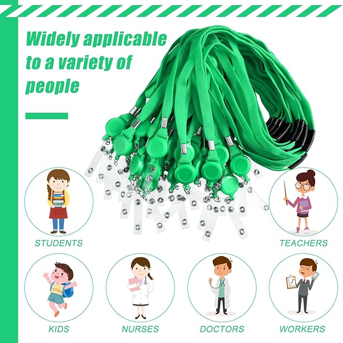 Windyun 72 Pcs Breakaway Lanyard with Safety ID Bulk Retractable Lanyards Flat Neck Straps (Green)