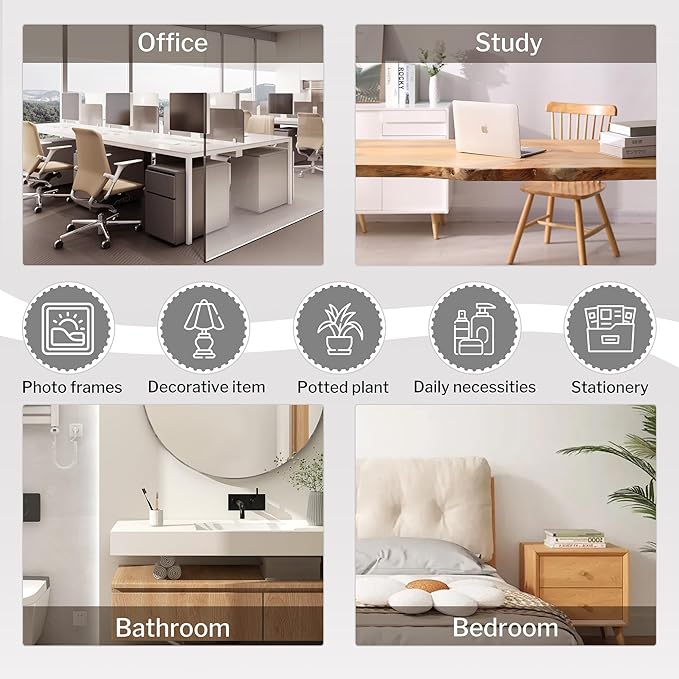 Jerry & Maggie Desktop Organizer Office Storage Rack Adjustable Wood Display Shelf, White, 5 Units, 16"L x 15.8"H x 6.8"W