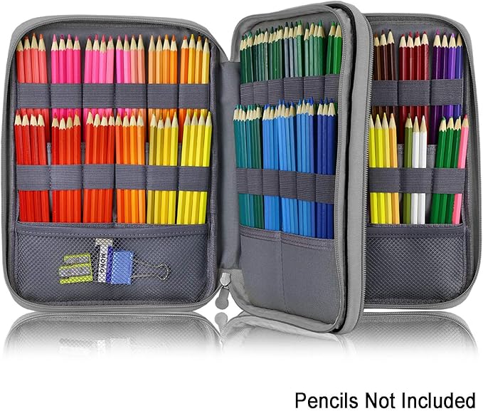 YOUSHARES 192 Slots Colored Pencil Case, Large Capacity Pencil Holder Pen Organizer Bag with Zipper for Prismacolor Watercolor Coloring Pencils, Gel Pens & Markers for Student & Artist (Black)