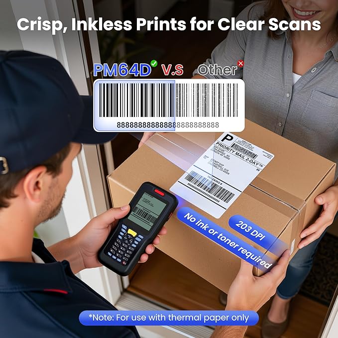 Thermal Printer with Touchscreen – Upgraded Bluetooth 4x6 Thermal Label Printer with Label Holder for Small Businesses, Compatible with Phone, PC, Tablet, Widely Used for Amazon, Shopify, Etsy, Tiktok