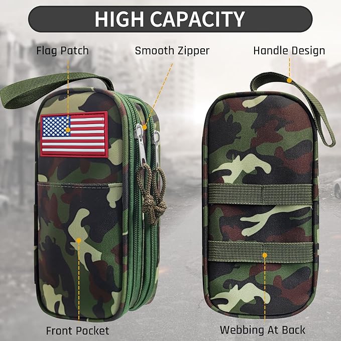 Tactica Pencil Case for Boys,Large Boys Pencil Pouch with Zipper Compartments, Big Capacity Pen Box Pen Bag Organizer for School College Office Kids Teen Boy Men Adult