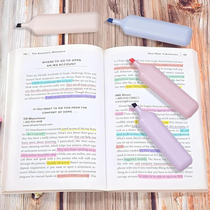 Dacono Pastel Highlighter Set, Chisel Tip, Tank Style, 6 Pack Morandi Colors, Cute No Bleed Bible Highlighter, with Large Ink Reservoir for Extra Long Marking Performance, Back to School Supplies