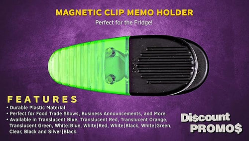 10 Magnetic Memo Holders Set - Large Clip, Plastic - TGreen
