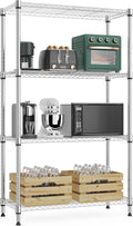 1000 lbs 4Tier Shelf Metal Storage Shelves Wire Rack Closet Organizers with Wheel for Garage Kitchen Bathroom Laundry Chrome 13.7" D x 23.6" W x 53.4" H
