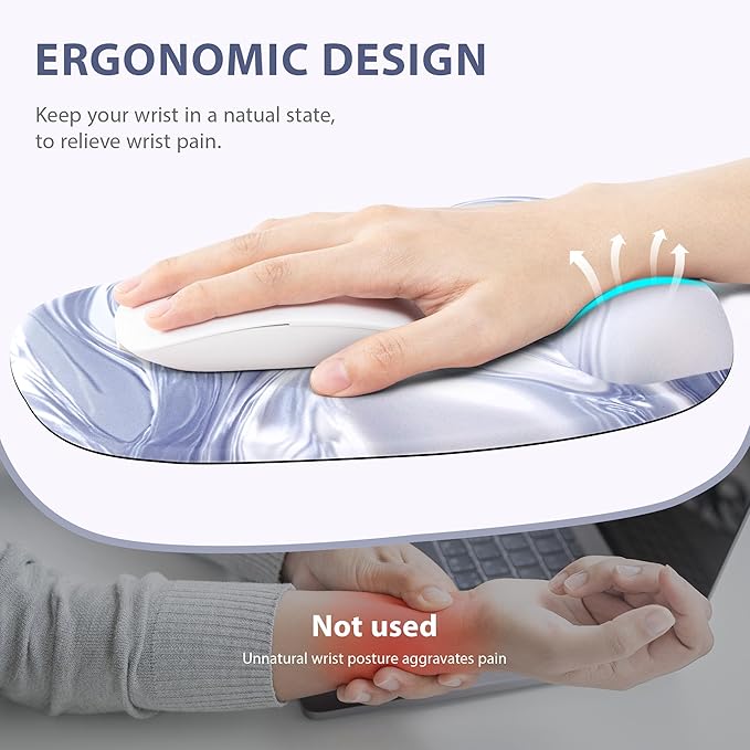 Ospelelf Wrist Rest for Keyboard and Mouse Ergonomic Mouse Pad with Wrist Support Memory Foam Wrist Rest for Computer Keyboard,3-in-1 Gel Mouse and Keyboard Pad for Office Silver