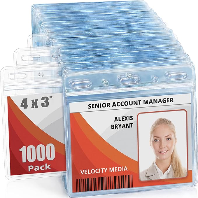 Mifflin-USA Card Protector (Clear, 4x3 Inches, 1000 Pack), Waterproof and Resealable Horizontal Plastic ID Name Badge Holders