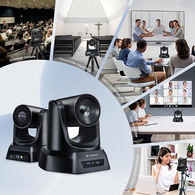 TONGVEO 5.8GHz Wireless Conference Room Webcam, Church Live Streaming 3X USB 1080P 60fps PTZ Camera for Worship Services Online Conference, Works with Zoom, OBS Easy to Set Up