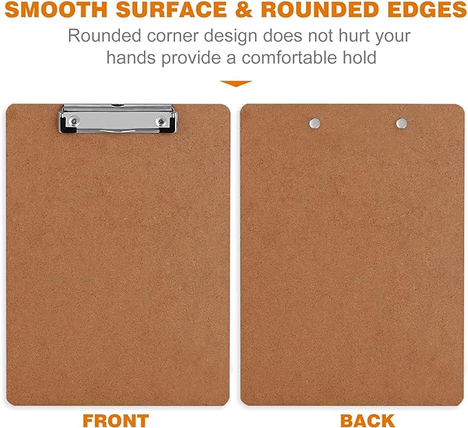 Clipboard, HERKKA 15 Pack Hardboard Office Clipboards Standard A4 Letter Size Clipboard with Low Profile Clip, Size 12.5 x 9 Inch