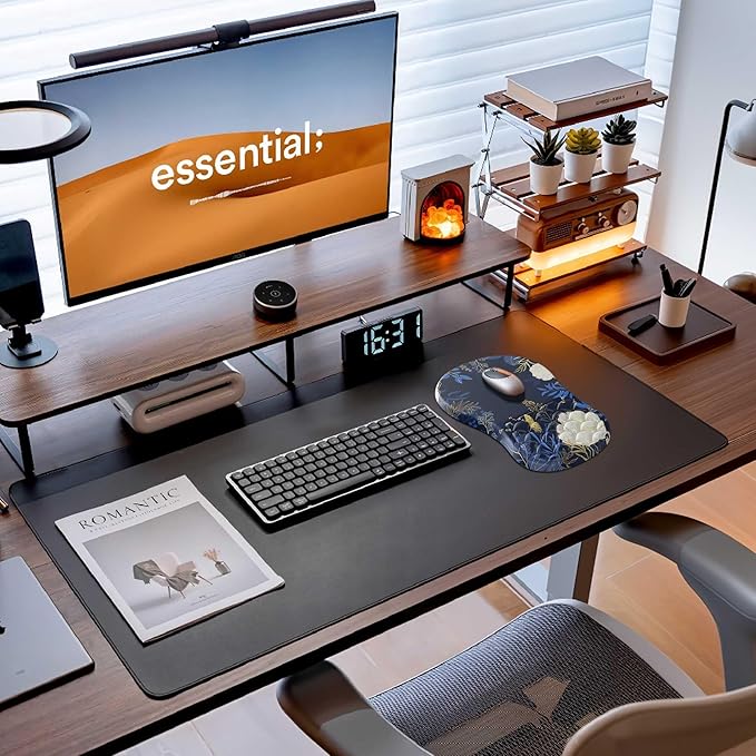 Ergonomic Mouse Pad with Wrist Rest, Flower Mouse Pad with Massage Design，Soft Mousepad for Carpal Tunnel Pain Relief with Integrated Memory Foam Slope Massage Bulge for Wireless Mouse & Desk