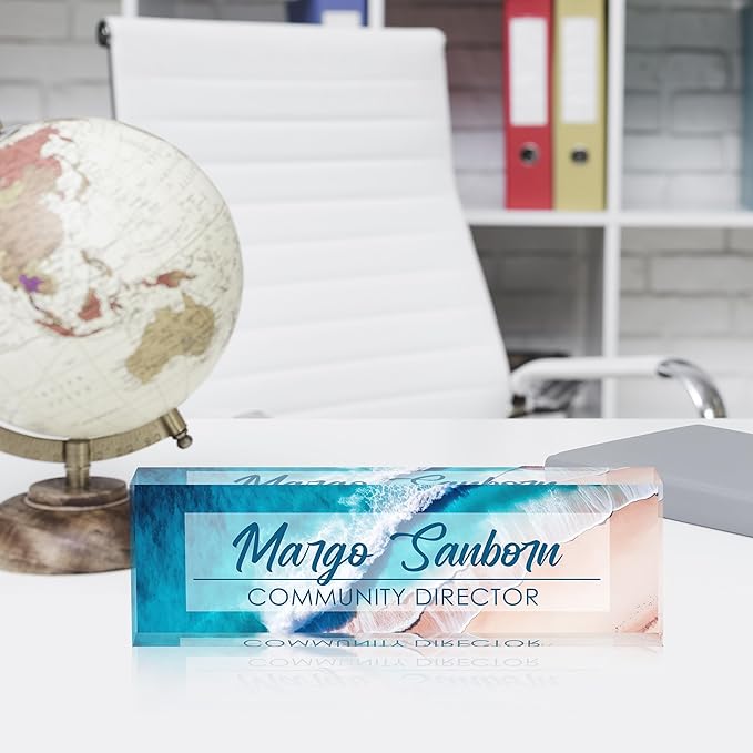 Custom Name Plate Personalized Office Decor for Women & Men, Employee Appreciation Gifts for Boss, Manager, Teacher, Nurse (Beach Walk)