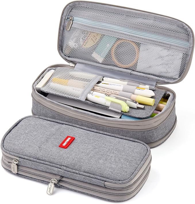 EASTHILL Big Capacity Pencil Pen Case Office College School Large Storage High Capacity Bag Pouch Holder Box Organizer (Gray)