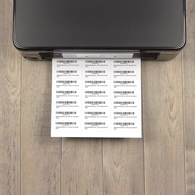 KKBESTPACK Label Sticker, Address Labels – 30 Up Shipping Labels 1” x 2-5/8” Self-Adhesive Barcode FNSKU Stickers for Inkjet and Laser Printer (100 Sheets / 3000 Labels) (KK30)