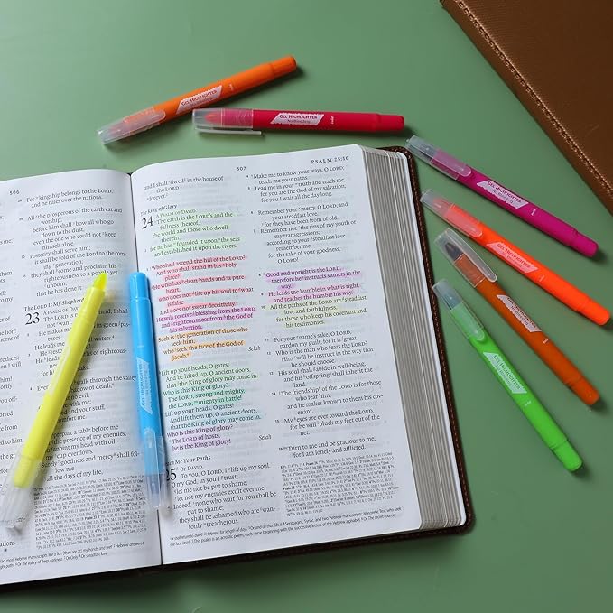 FUNFULL Bible Highlighters and Pens No Bleed, 16 Pack Assorted Colors Gel Highlighters for Bibles, Bible Markers Study Kit Journaling Office Supplies (Vibrant colors)