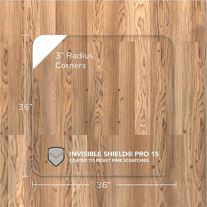 Vitrazza Glass Chair Mat 36” x 36” Superior ¼" thick, Luminoso Low-iron Ultra Clear, Certified Tempered Safety Glass, Delivers a Smooth Glide, Protects Carpet or Wood, Beautiful in Home or Office.