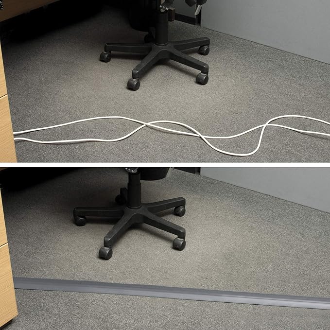 D-Line 6ft Floor Cord Covers 3-Pack (18ft Total Coverage), Cable Protector Case Pack, CC-4/3PK, Protect Cords and Prevent Trip Hazards, Gray (Pack of 3)