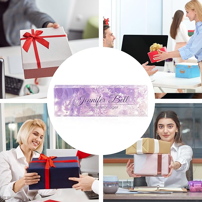 Personalized Name Plates for Office - Gifts for Teacher, Boss, Employee Appreciation - Office Desk Decor (Fancy Purple)