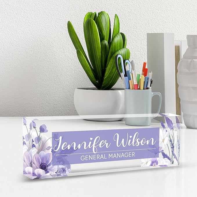 Name Plate for Desk, Personalized Office Decor for Women and Men, Acrylic Accessories, Employee Appreciation Gifts for Boss, Manager, Teacher, Nurse