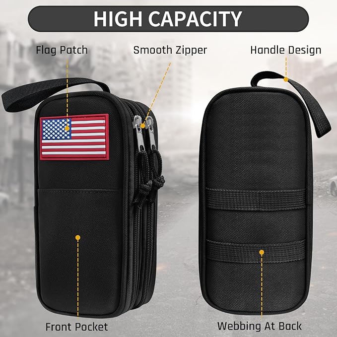 Tactica Pencil Case for Boys,Large Boys Pencil Pouch with Zipper Compartments, Big Capacity Pen Box Pen Bag Organizer for School College Office Kids Teen Boy Men Adult