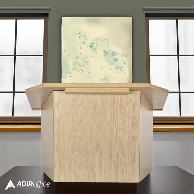 AdirOffice Tabletop Podium, Folding Podium Ideal as a Tabletop Lectern, Beige