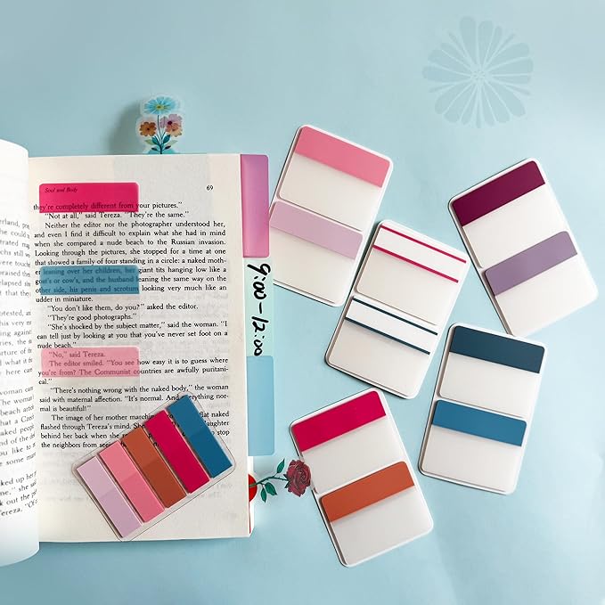 ELII 300 PCS Tabs 2 Inch Sticky Index Tabs,Writable and Repositionable Book Tabs File Tabs Self Adhesive,Page Markers for Pages Notebooks