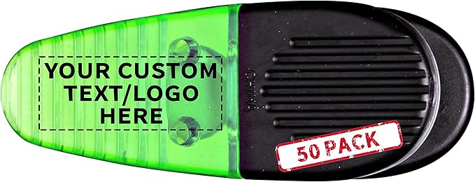 50 Magnetic Memo Holders Set - Customizable Text, Logo - Large Clip, Plastic - TGreen