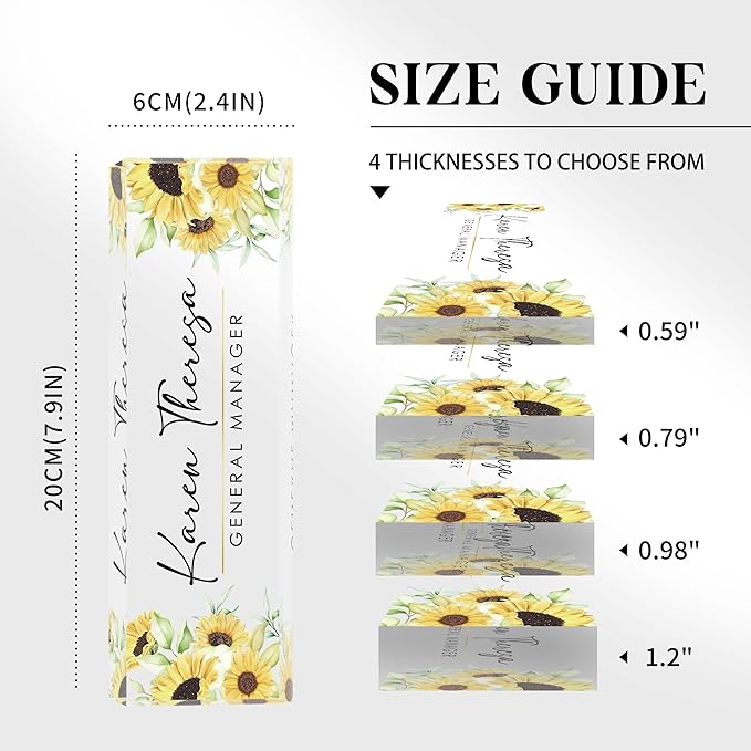 Custom Sunflower Office Name Plate, Personalized Gifts for Women & Employees, Appreciation Gifts for Boss & Teacher, Office Desk Accessories