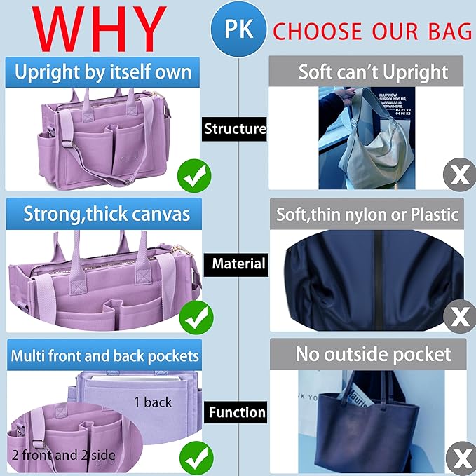 Canvas Tote Bag for Women,Women's Bags Crossbody Bags Work Laptop Tote Bag Large Handbags Purse for Travel Nurse Teacher