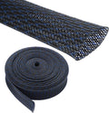 25ft PET Expandable Wire Loom 3/4 Inch, PET Braided Wire Sleeving Cable Management Sleeve Tubing [for Audio Video Home Office Cord Protector]-Black, Blue