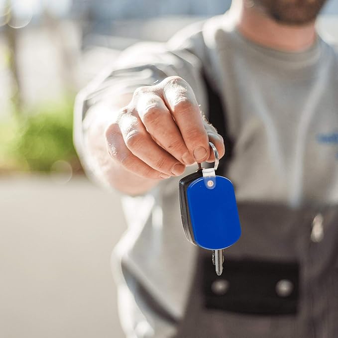 Tag Soft Plastic Keychains - 10 pack - Small Key Tag Chain For Staying Organized - Rubber Key Ring Keychain – Blue