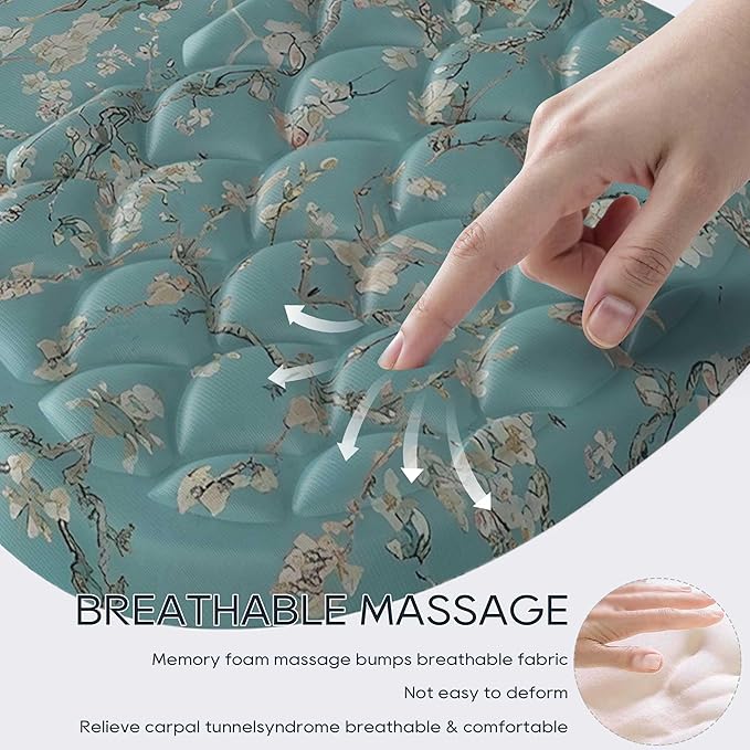 Mouse Pad Wrist Support, Ergonomic Mouse Pad with Wrist Rest, Comfortable Flower Mouse Pad for Laptop, Pain Relief Mousepad with Non-Slip Pu Base