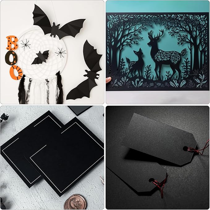 Black Cardstock Paper 8.5'' x 11'', 300 Sheets 180gsm/65 lb Black Printer Cover Card Stock, Premium Heavy Construction Paper for Card Making Printing Craft Drawing Scrapbooking Cutting