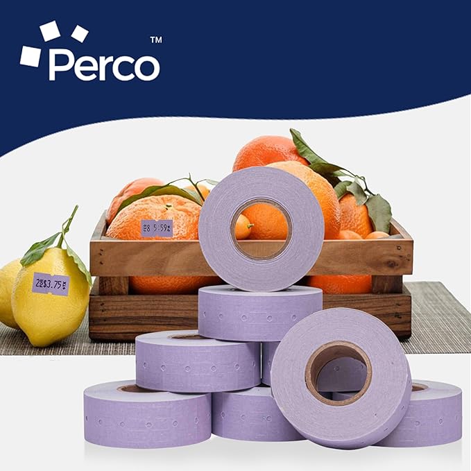 Perco 1 Line Lavender Labels - Case of 30 Sleeves, 240,000 Blank Pricing Labels for Perco Lite, X, Plus and Pro 1 Line Price and Date Guns