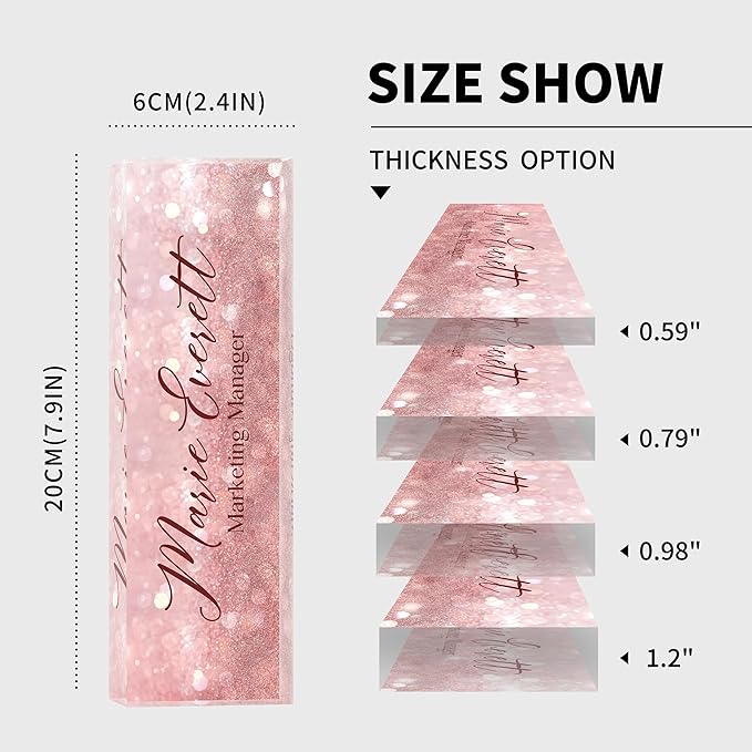 Custom Name Plate for Desk | Personalized Desk Name Plate | Personalized Boss Employee Teacher Appreciation Gifts | Acrylic Name Plate Office Desk Accessories (A-Pink Quartz)