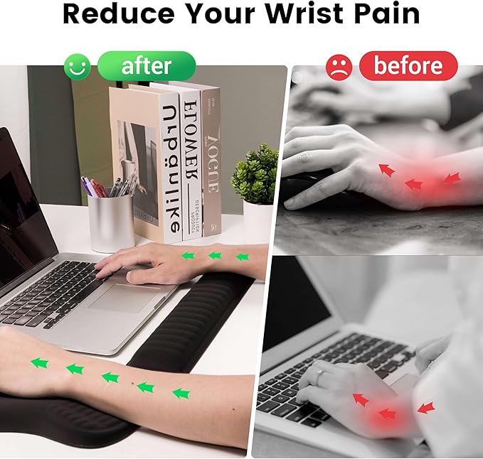MEKASS Ergonomic Mouse Pad and Keyboard Wrist Rest Set, Super Soft Memory Foam Desk Wrist Support for Computer Keyboard, Non-Slip Arm Palm Rests Cushion for Typing Gaming Office(Green Floral Pattern)