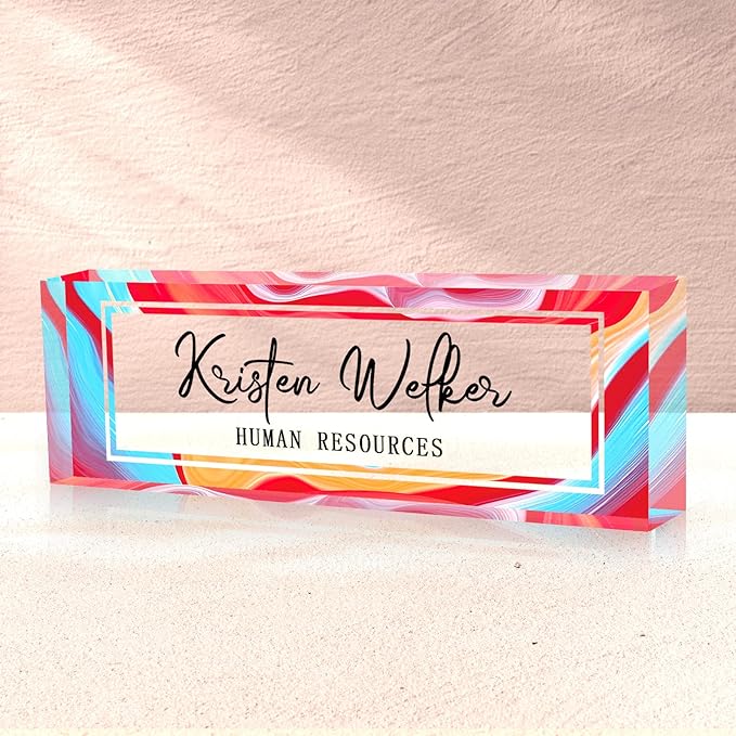 SalaGraphics Desk Name Plate Personalized, Custom for Desk, Office Decor Women Men, Acrylic Accessories, Gifts Coworkers Boss Teacher, Employee Appreciation (Colorful), colorful, 8”(L)x2.5(W)