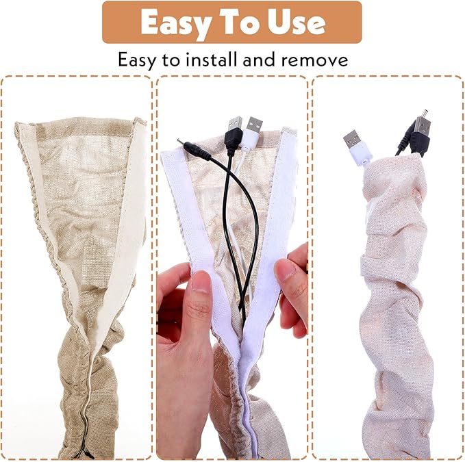 Fabric Cord Cover & Chandelier Chain Cover 2 Pack 6Feet Length for Chandelier Lighting Wires Natural Burlap Easy to Install (Brown)