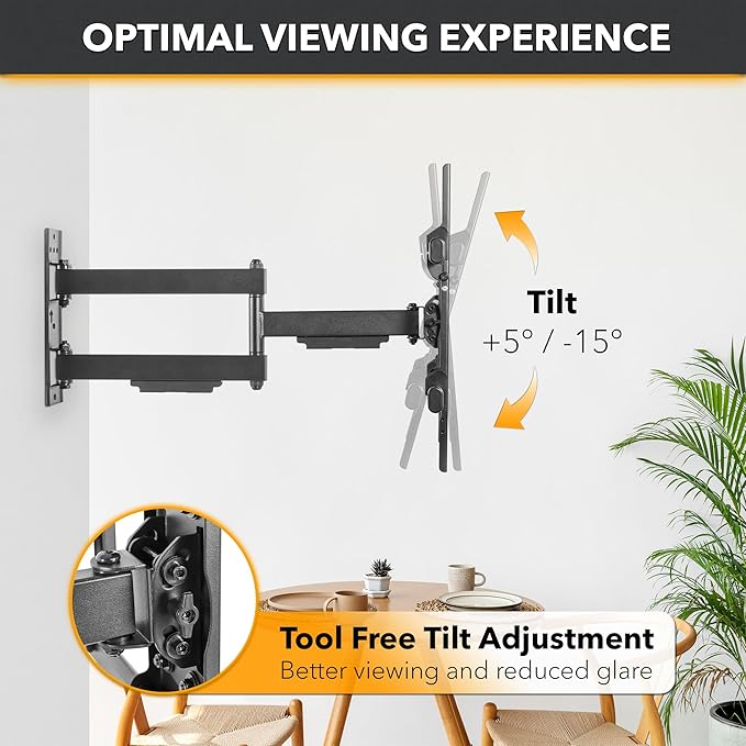 CondoMounts TVA8144 Full Motion TV Wall Mount for 32"-65" Screen | Swivel and Tilt TV Bracket with Articulating Arms, Holds 110lbs | UL Certified