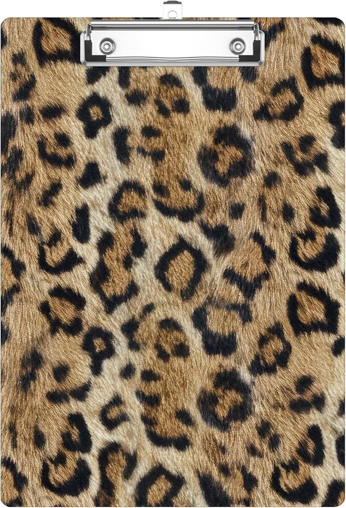 Leopard Print Clipboard Decorative Clip Board with Metal Clip A4 Standard Size 12.5" X 8.7" for Teacher Students Nurses Office