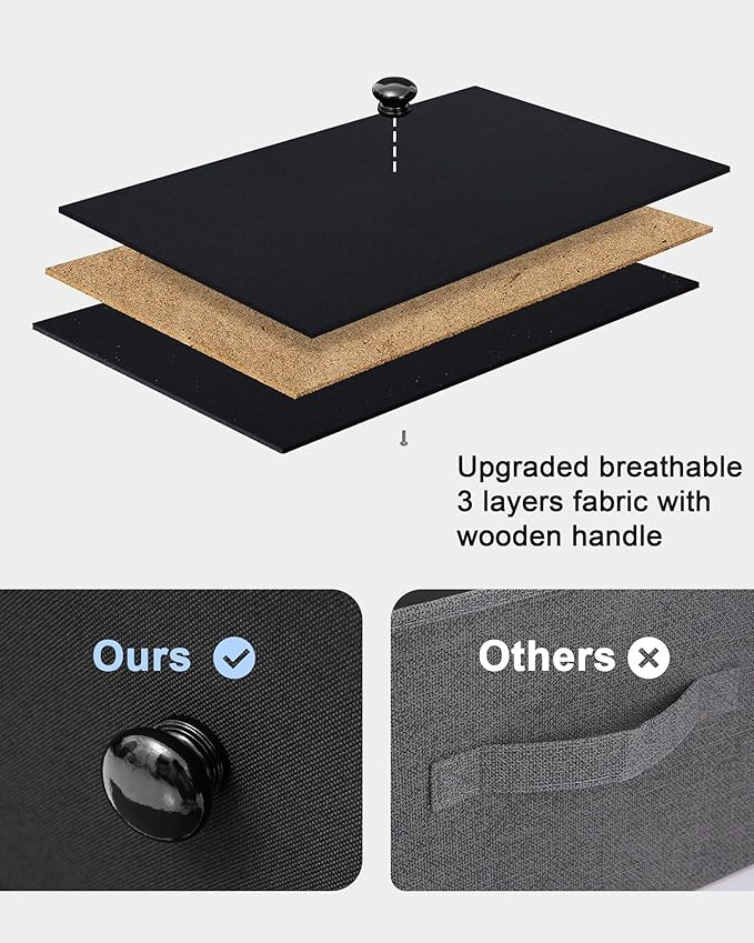 Crestlive Products Tall Dresser, 7-Drawer Fabric Storage Tower, Chests of Drawers - Vertical Organizer Unit for Bedroom, Hallway, Entryway, Nursery, Closets - Steel Frame, Wood Top & Handles (Black)