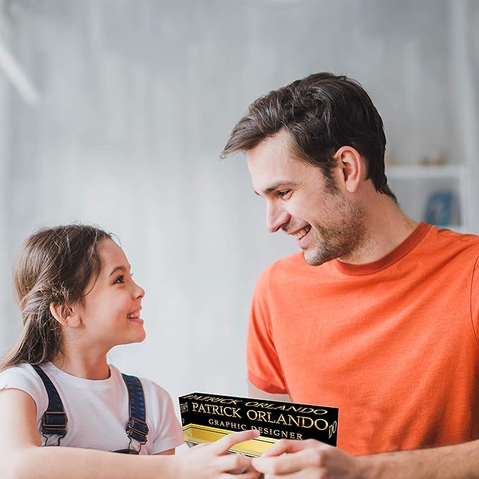 Artblox Office Name Plate Personalized | Custom Name Plates for Desks on Acrylic Glass Decor | Office Desk Decor Nameplate | Accessories | Black Gold Stripe - (8"x2.5")