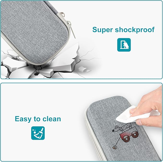 ProCase Pen Pencil Case, 2-Layer EVA Zipper Pencil Box Pouch Large Capacity Stationery Storage Organizer for School Office Supplies -Grey