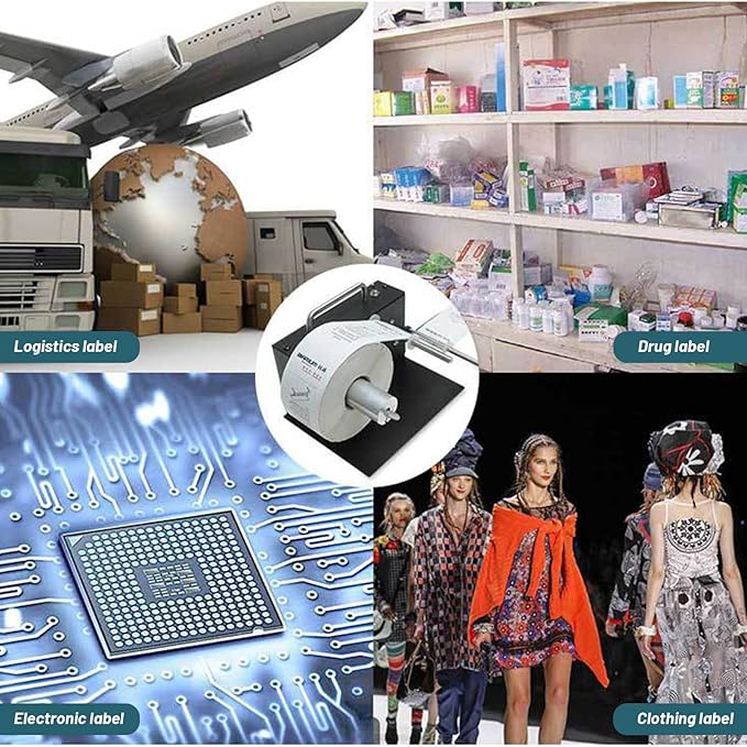 0-7.1" Width Electric Label Rewinder, Automatic Synchronization Bidirectional Rewinding Machine 1.57" Dia Paper Core Holder Rewind 1-8"/s Adjustable Sticker Rewinder for Printer Bar Code Tags