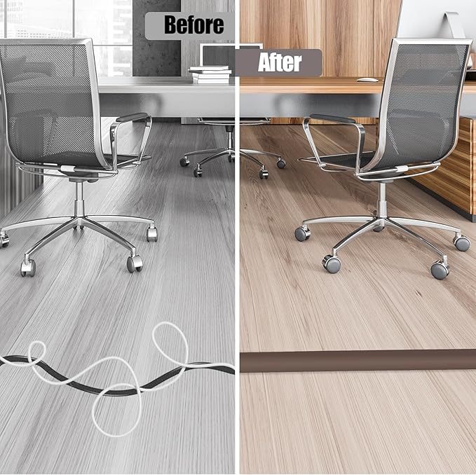 Floor Cord Cover Cable Cavity Self Adhesive Cord Hider Floor Floor Cable Management Power Cord Protector Floor Electric Cord Covers for Offices, Gym, Exhibitions (CoffeeBrown, 2.36" x 10')