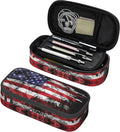 Kids Pencil Case for Boys Girls, Usa Flag Style Pencil Pouch Big Capacity Black Portable Pencil Box Stationery Storage Desk Pen Bag for School Office