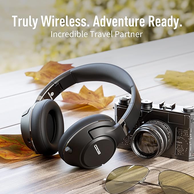 COOSII Wireless Bluetooth Headsets with Microphone for Computer, Headphone Foldable Over Ear Soft 40H with Retractable Mic, USB Dongle for PS5 PS4 PC Cellphone Laptop