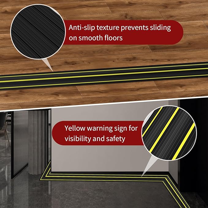 6 FT Floor Cable Cover, Cord Covers for Wires on Floor, Heavy Duty PVC Duct Extension Wire Covers, 3 Channels Cord Hider Floor Cable Management for Indoor Outdoor, Black