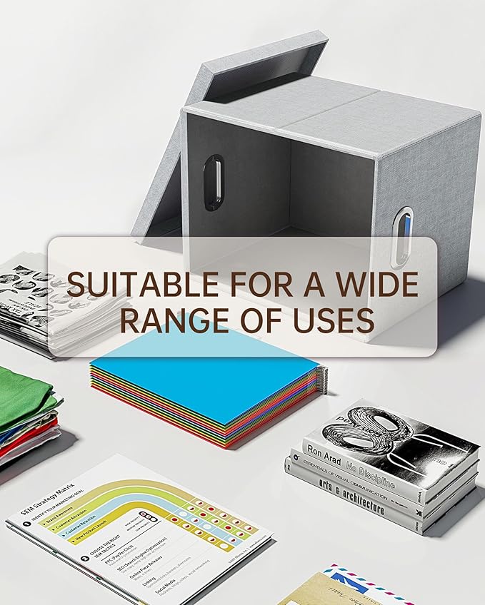 2 Pack File Storage Organizer, Filing Box, Portable File Box with Lid, Fit for Letter/Legal File Folder Storage, Document Organizer, Gray-White