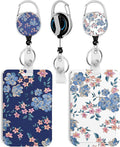 2 Pack Flower ID Badge Holder with Heavy Duty Retractable Reel Keychain for WomenStudents,Teachers, Nurses, Office Use 6